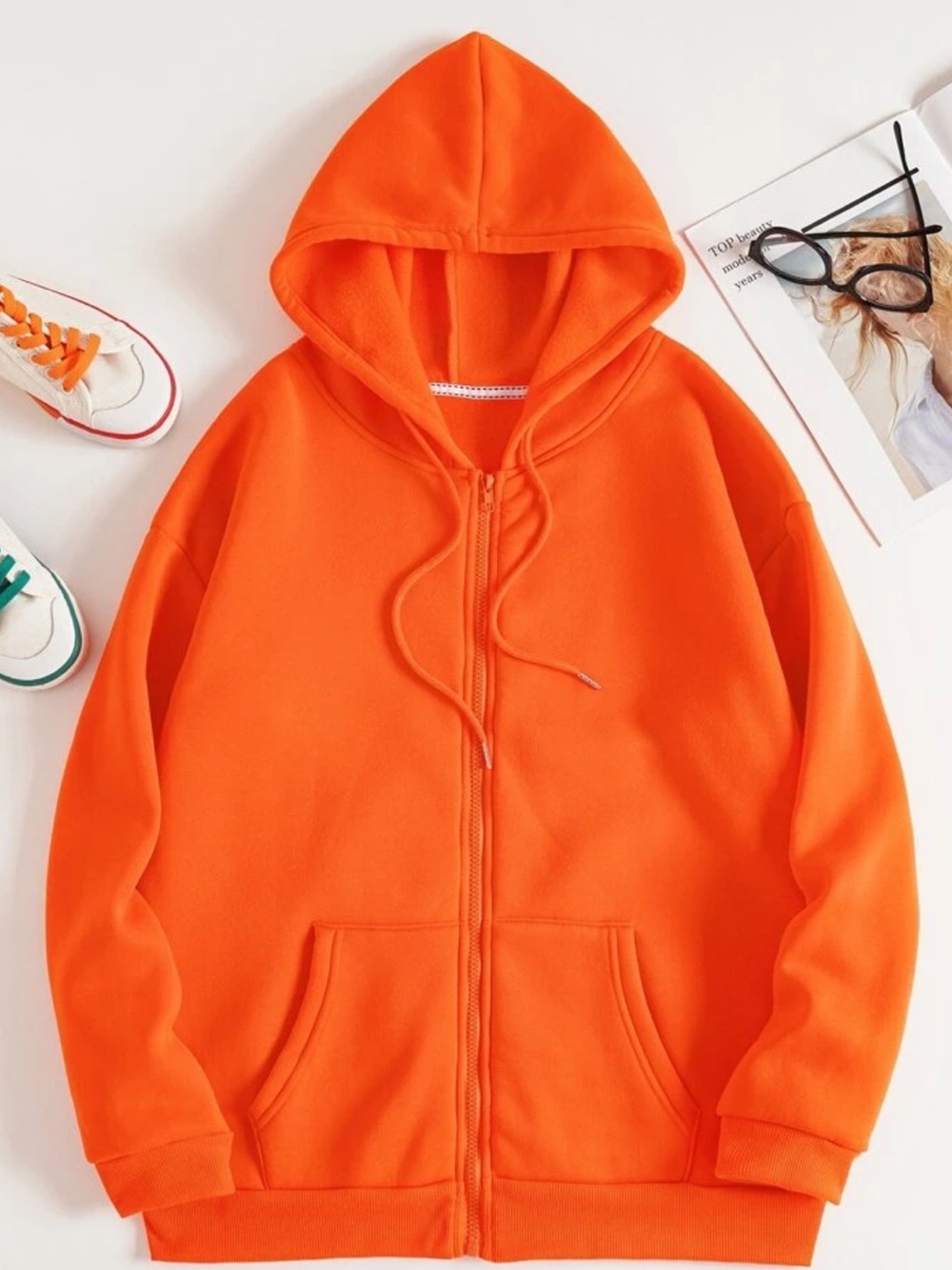 Briggt Orange Zip-Up Hoodie Jacket